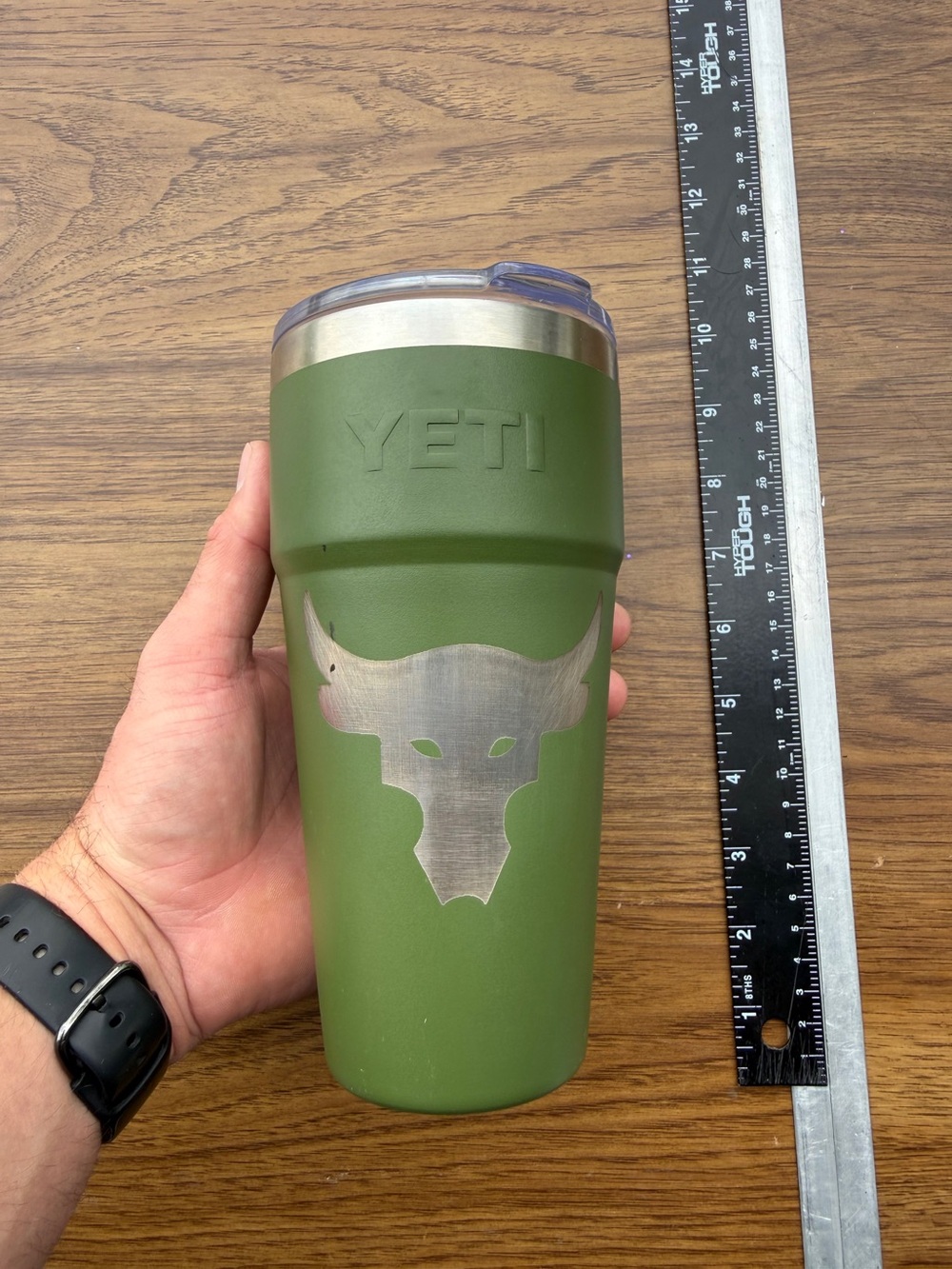 Yeti Olive Green Tumbler with Steel Bull Logo 26oz